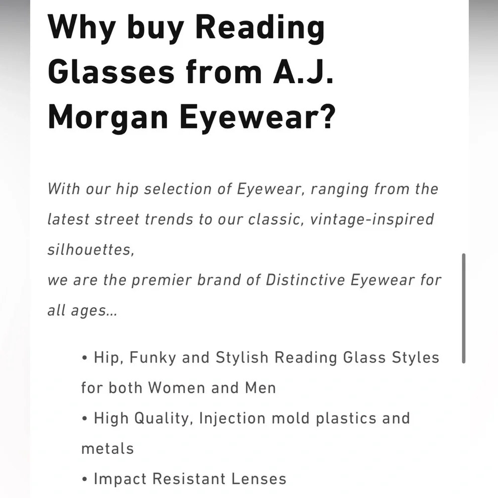 COPY - NEW A.J. Morgan Silver Unisex In Command Reading Glasses +1.50